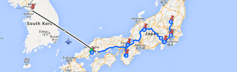 Routebeschrijving Japan